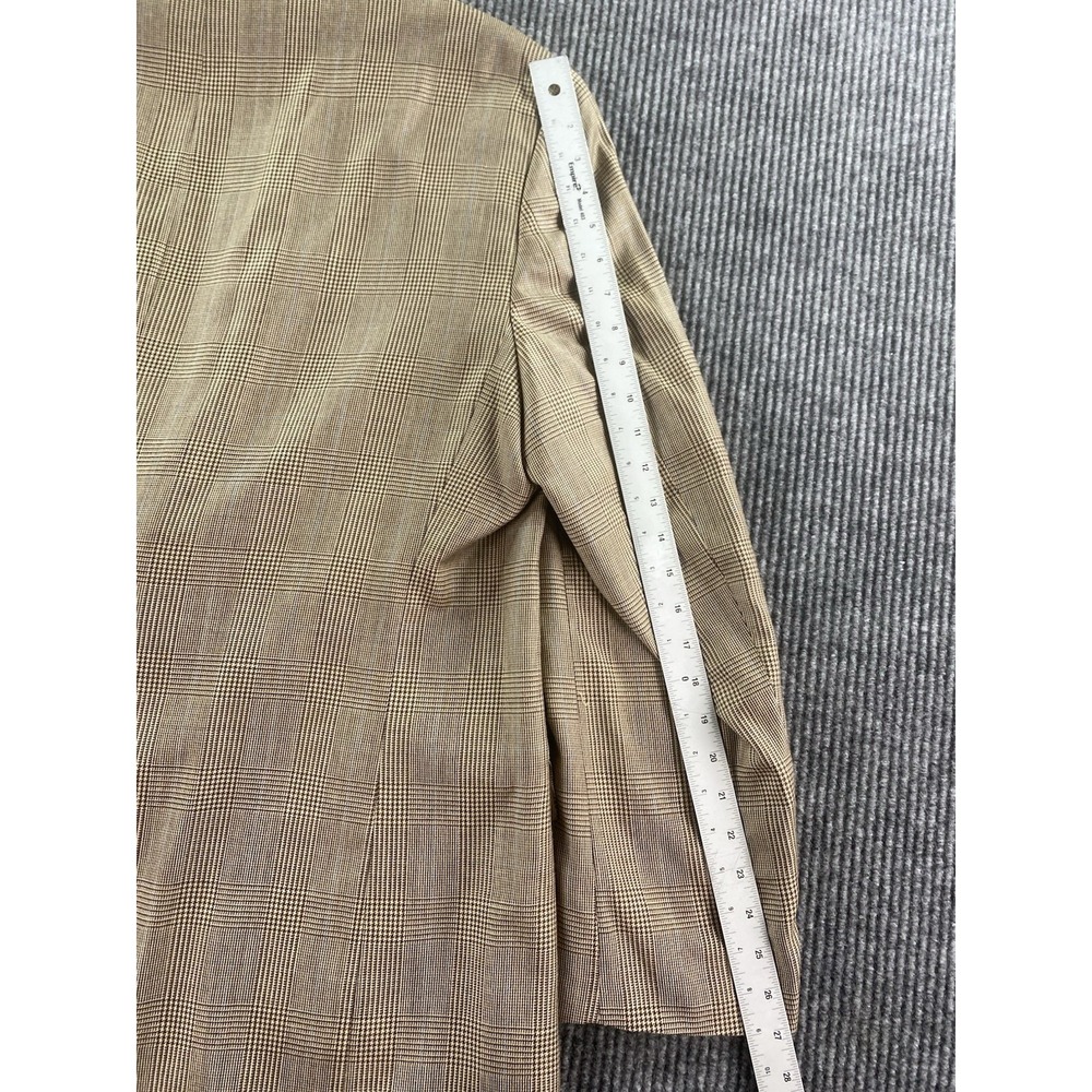 Vintage Ralph Lauren Sport Coat 48 L Beige Silk Wool Glen Plaid Designer LRL - Picture 4 of 13